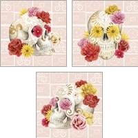 Framed 'Fiesta de la Vida Muertos 3 Piece Art Print Set' border=