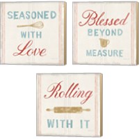 Framed 'Floursack Kitchen Sign 3 Piece Canvas Print Set' border=