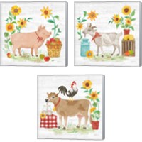 Framed 'Farm Market  3 Piece Canvas Print Set' border=