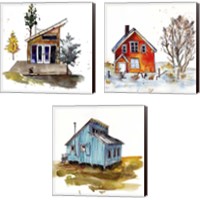 Framed 'Rad Cabin 3 Piece Canvas Print Set' border=