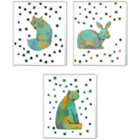 Framed 'Polka Dot Watercolor Animals 3 Piece Canvas Print Set' border=