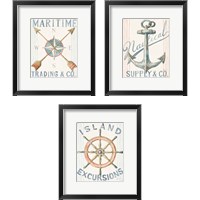 Framed 'Floursack Nautical  3 Piece Framed Art Print Set' border=