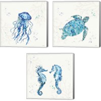 Framed 'Deep Sea No Words3 Piece Canvas Print Set' border=