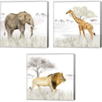Framed 'Serengeti Wildlife 3 Piece Canvas Print Set' border=