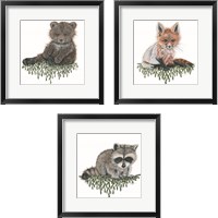 Framed 'Baby Forest Animal 3 Piece Framed Art Print Set' border=