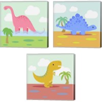 Framed 'Li'l Dino 3 Piece Canvas Print Set' border=