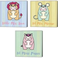 Framed 'Kid's Li'l Animals 3 Piece Canvas Print Set' border=