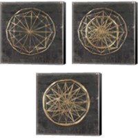 Framed 'Golden Wheel 3 Piece Canvas Print Set' border=