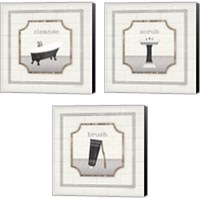 Framed 'Modern Gray Bath 3 Piece Canvas Print Set' border=