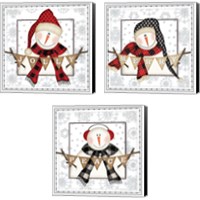 Framed 'Jolly Snowman 3 Piece Canvas Print Set' border=