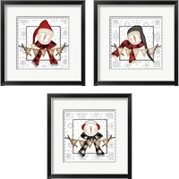 Framed 'Jolly Snowman 3 Piece Framed Art Print Set' border=