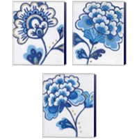 Framed 'Flora Chinoiserie  3 Piece Canvas Print Set' border=