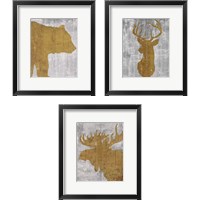 Framed Rustic Lodge Animals on Grey 3 Piece Framed Art Print Set