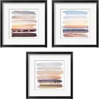 Framed 'Sunset Stripes 3 Piece Framed Art Print Set' border=