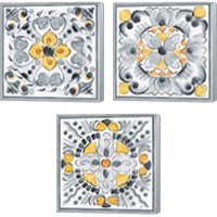 Framed 'Morning Bloom Gray 3 Piece Canvas Print Set' border=