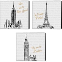 Framed 'Travel Pack 3 Piece Canvas Print Set' border=