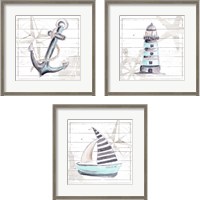 Framed 'Explore Nautical 3 Piece Framed Art Print Set' border=