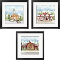 Framed 'Christmas Village 3 Piece Framed Art Print Set' border=