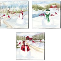Framed 'Snowman Christmas 3 Piece Canvas Print Set' border=