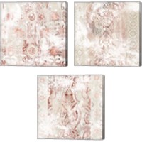Framed 'World Traveler Textile 3 Piece Canvas Print Set' border=