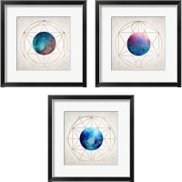 Framed 'Geo Planet 3 Piece Framed Art Print Set' border=