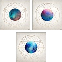 Framed 'Geo Planet 3 Piece Art Print Set' border=