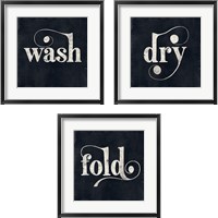 Framed 'Black Background Laundry 3 Piece Framed Art Print Set' border=