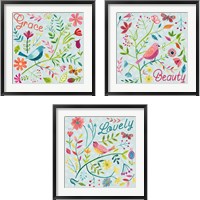 Framed 'Budding Beauty 3 Piece Framed Art Print Set' border=