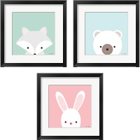 Framed 'Cuddly Animal 3 Piece Framed Art Print Set' border=
