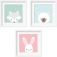 Framed 'Cuddly Animal 3 Piece Framed Art Print Set' border=