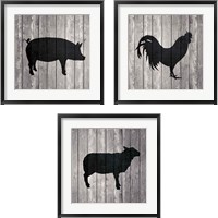 Framed 'Barn Animal 3 Piece Framed Art Print Set' border=