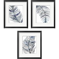 Framed 'Blue Feathered Palm 3 Piece Framed Art Print Set' border=