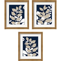 Framed 'Navy Foliage 3 Piece Framed Art Print Set' border=