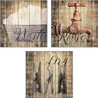 Framed 'Vintage Laundry 3 Piece Art Print Set' border=