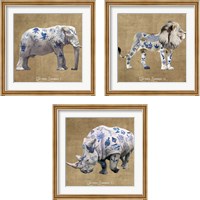 Framed 'Tattooed Savannah 3 Piece Framed Art Print Set' border=