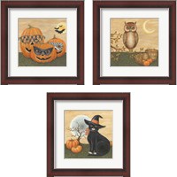 Framed 'Funny Pumpkins 3 Piece Framed Art Print Set' border=