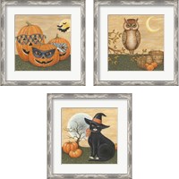 Framed 'Funny Pumpkins 3 Piece Framed Art Print Set' border=