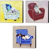 Framed 'Dogs on Chairs 3 Piece Canvas Print Set' border=