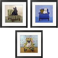 Framed 'Dogs on Chairs 3 Piece Framed Art Print Set' border=