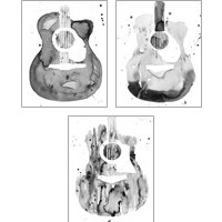 Framed 'Guitar Flow 3 Piece Art Print Set' border=