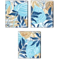 Framed 'Blue Jungle 3 Piece Canvas Print Set' border=