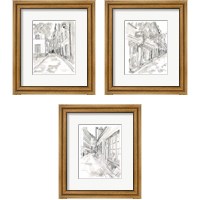 Framed 'European City Sketch 3 Piece Framed Art Print Set' border=