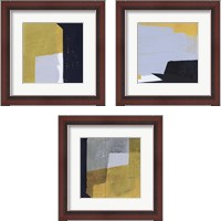 Framed 'Black & Yellow 3 Piece Framed Art Print Set' border=