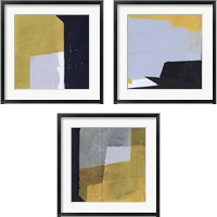 Framed 'Black & Yellow 3 Piece Framed Art Print Set' border=