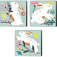 Framed 'Easter Bunnies 3 Piece Canvas Print Set' border=