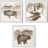 Framed 'Forest Animal 3 Piece Canvas Print Set' border=