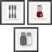 Framed 'Kitchen Sayings 3 Piece Framed Art Print Set' border=