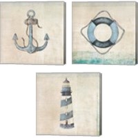 Framed 'Blue Nautical 3 Piece Canvas Print Set' border=