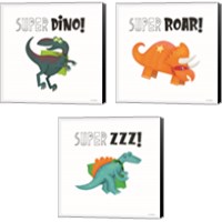 Framed 'Super Dino 3 Piece Canvas Print Set' border=