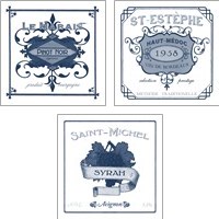 Framed 'Indigo Wine Labels 3 Piece Art Print Set' border=